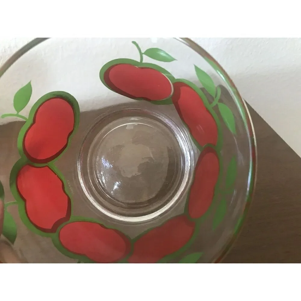 Vintage Red Apple Heavy Glass Ice Bucket Mid Century by Colony 1960s 5